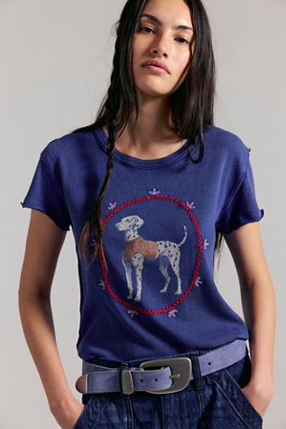We The Free Fur Friend Tee at Free People in Blue, Size: S