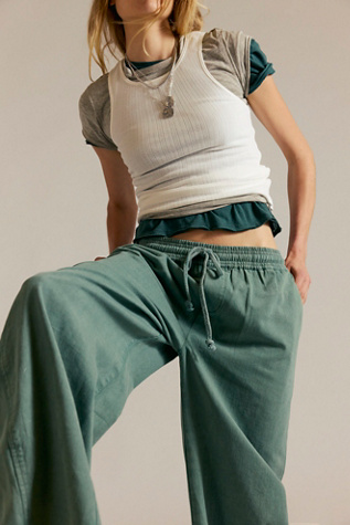 Lex Barrel Trousers at Free People in Olive Leaves, Size: Small