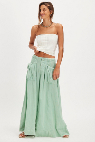 Miss You Most Wide-Leg Pants by Free People in Green, Size: US 12
