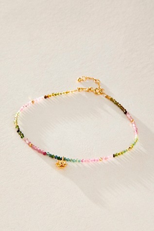 Satya Jewelry Walk First Step Tourmaline Anklet at Free People in Gold