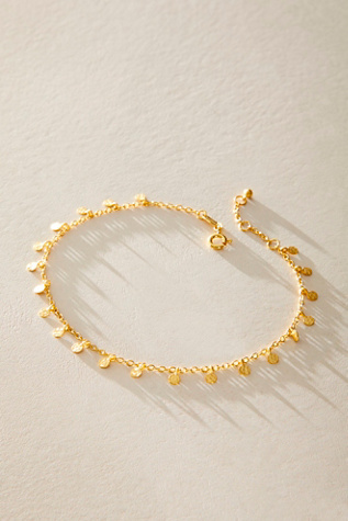 Satya Jewelry Walk With Joy Coin Anklet at Free People in Gold