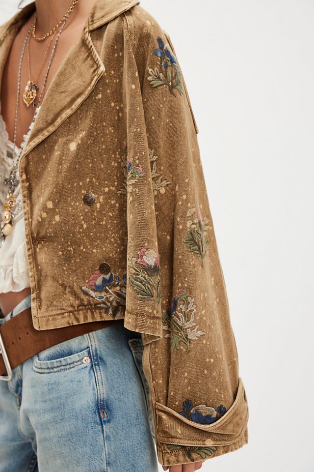 Denim and Bone Splatter Trench Jacket #3