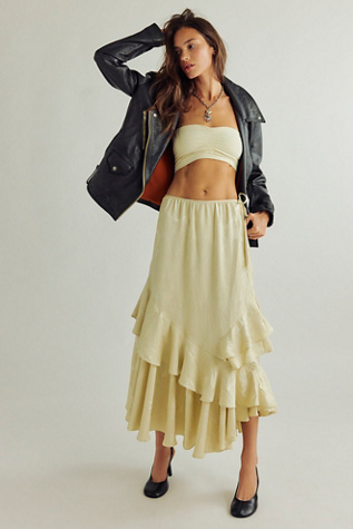 Autumn Promenade Maxi Skirt by Free People in Tan, Size: US 8
