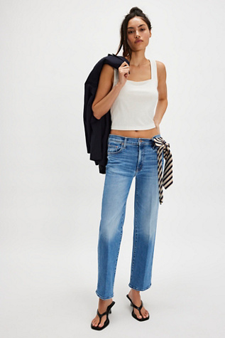 MOTHER The Mid-Rise Rambler Zip Jeans at Free People in Medium Wash, Size: 27