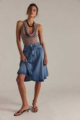 We The Free Eclipse Denim Midi Skirt at Free People in Blue, Size: 29