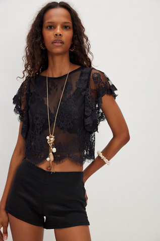 Lunar Ash Lace Top at Free People in Black, Size: Small