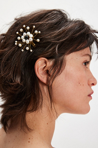 Olette Beaded Blossom Barrette by Curried Myrrh at Free People in White