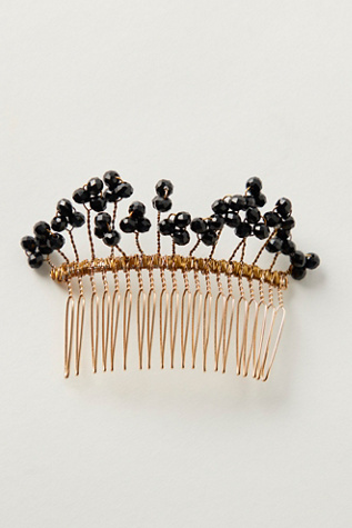 Siofra Beaded Comb by Curried Myrrh at Free People in Black