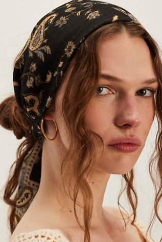 Bohdi Pashmina Soft Headband by Curried Myrrh at Free People in Black