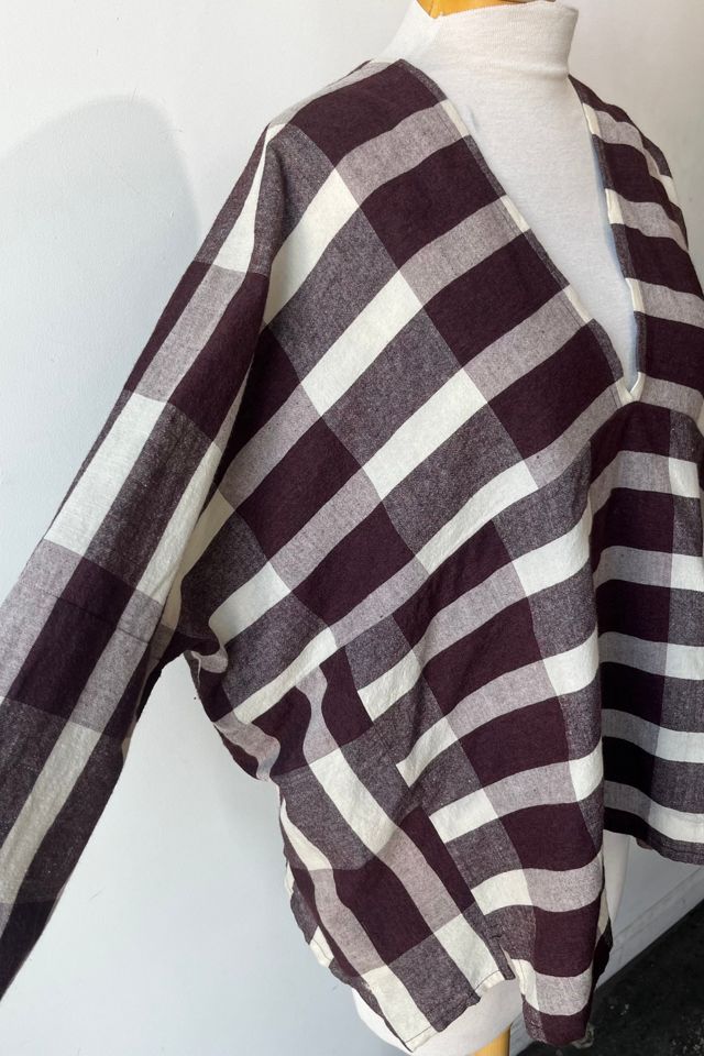Humanoid Eggplant and White Mixed Gingham Top Selected by The Curatorial Dept. #1