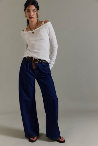 We The Free Alia Wide-Leg Jeans at Free People in Dark Wash, Size: 29