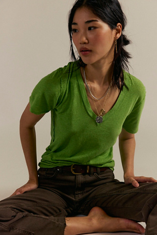 We The Free Chloe Tee at Free People in Green, Size: XS