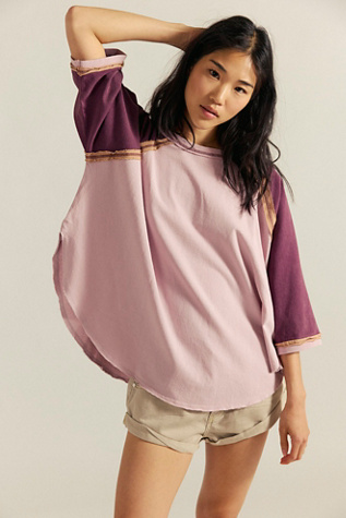 We The Free Around The World Tee at Free People in Wine Combo, Size: Large