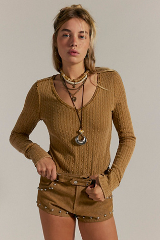 We The Free Lane Long Sleeve at Free People in Tigers Eye, Size: Large