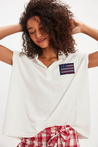 Polo Brodé Ojai par Ragabond en Ivoire, pour femme taille: S chez Free People