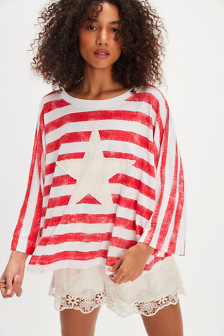 Studio Stripe Tee by Ragabond at Free People in Red, Size: M