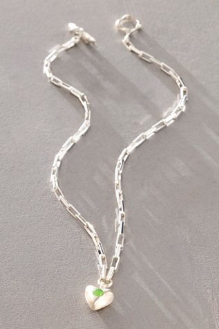 Dunton Ellerkamp Jade Daphne Heart Necklace at Free People in Silver