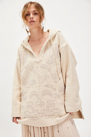 The Tales Flower Embroidered Hoodie at Free People in White, Size: S