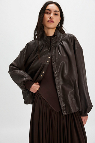 Find Me Now Poof Vegan Leather Jacket at Free People in Double Shot, Size: XS/S