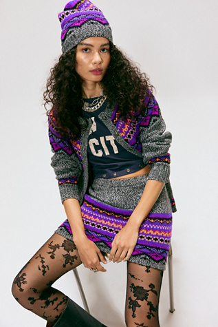 Anna Sui Knit Mini Skirt at Free People in Purple, Size: XS/S