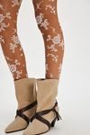 Flocked Floral Tights