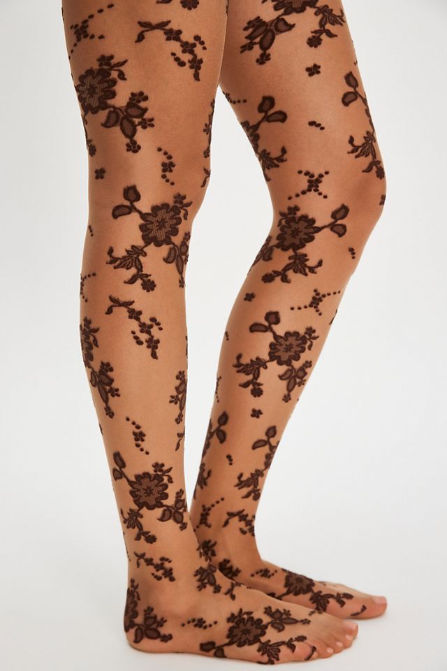 Flocked Floral Tights #5