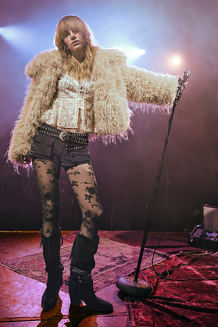 Flocked Floral Tights