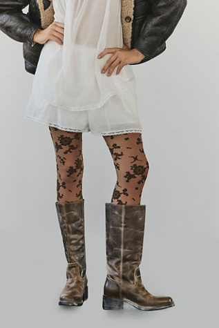 Collants à fleurs floquées