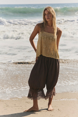 Gia Embellished Tank Top by Free People in Yellow, Size: S