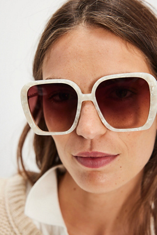 Lele Sadoughi Athens Oversized Sunglasses at Free People in White