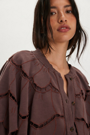 Fluttercape Sweatshirt by Free People in Brown, Size: XS