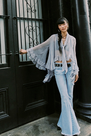 We The Free Emre Low-Rise Flare Jeans at Free People in Airy Blue, Size: 27