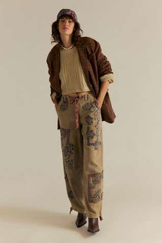 We The Free Around The Block Patched Pants at Free People in Green, Size: US 2