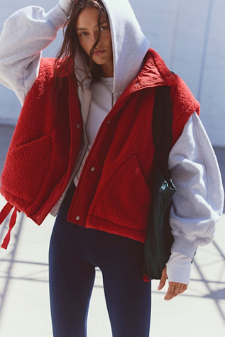 Scout It Out Embroidered Fleece Vest Jacket by FP Movement at Free People, Cranberry, XS