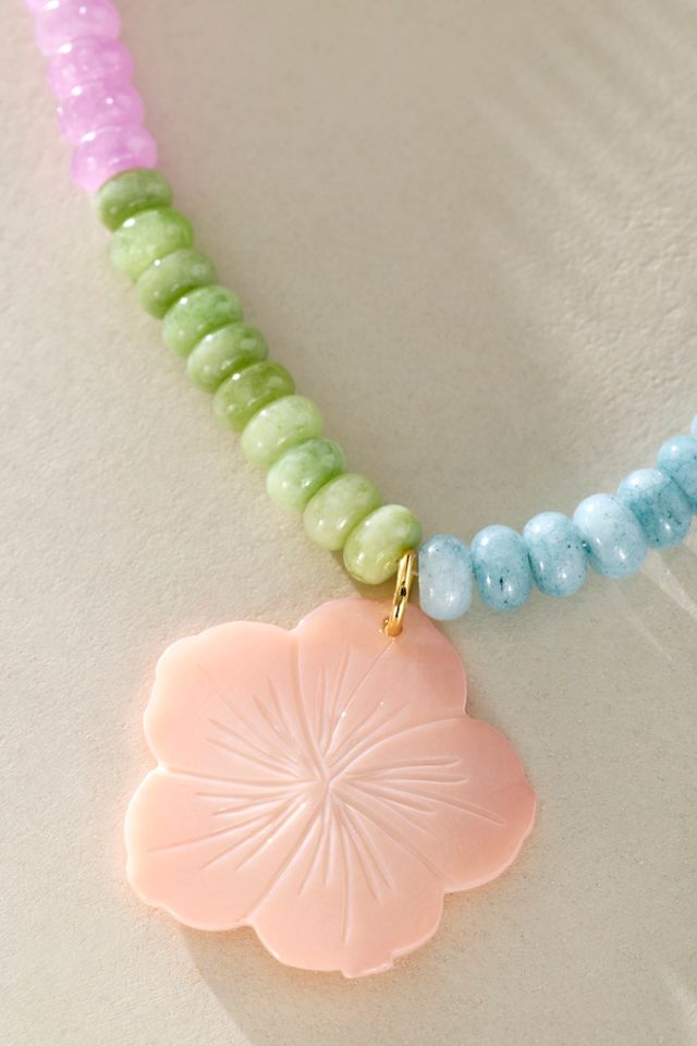 Collier Logan Tay Perle Arc-en-ciel Fleur #1