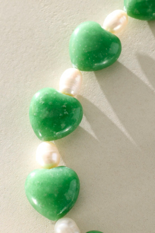 Женское колье Logan Tay Aqua Heart Stone, цвет: Оливковый — фото 3