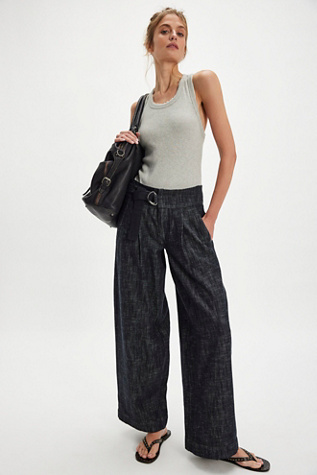 Ainsley Belted Trousers at Free People in Black, Size: US 12