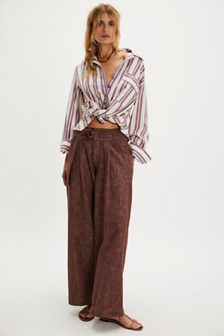 Pantalon ceinturé Ainsley par Free People en Brown Combo, pour femme taille: US 8