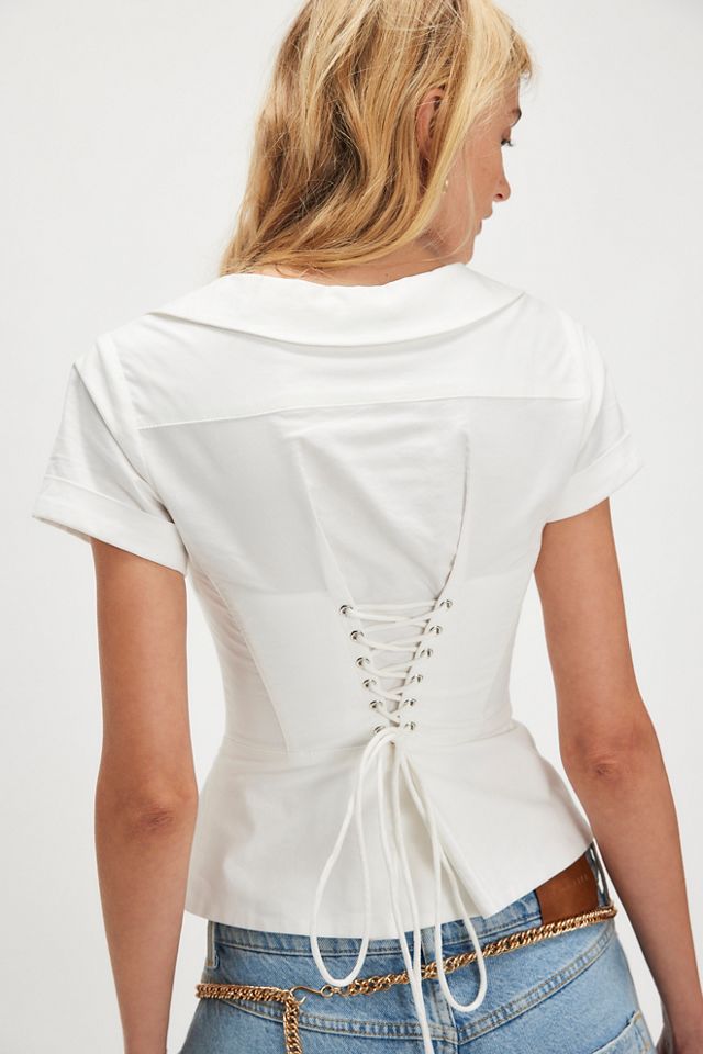 Guizio Short Sleeve Button Down Corset #1