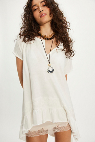 Tempest Knit Tee by Free People in White, Size: XL