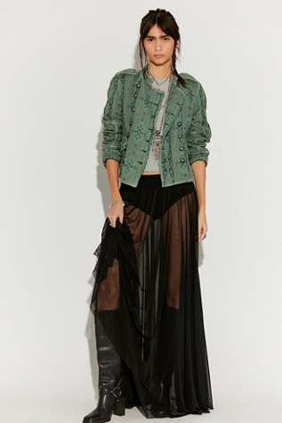 Norma Kamali Flared Sheer Maxi Skirt