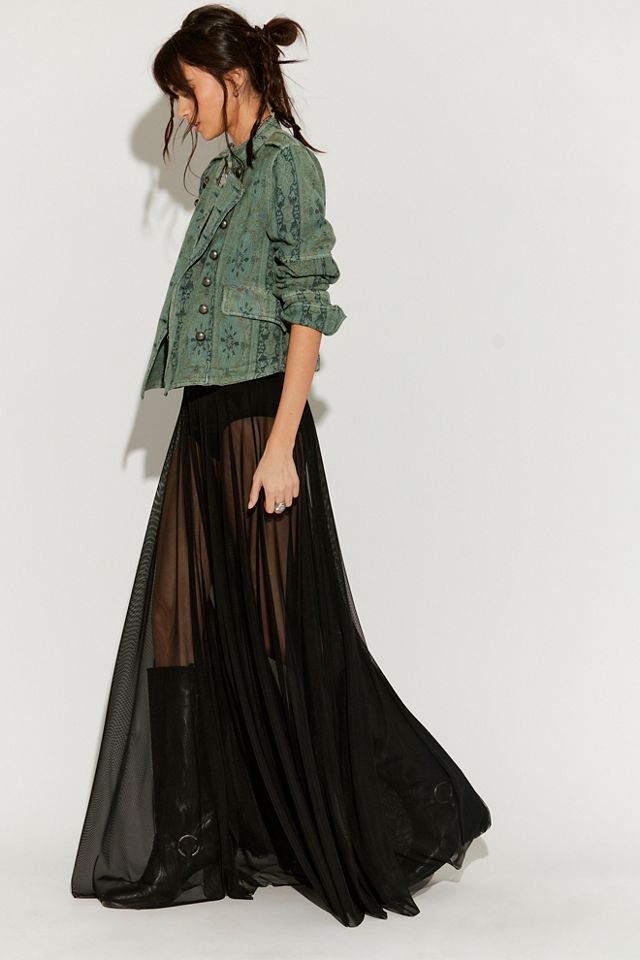 Norma Kamali Flared Sheer Maxi Skirt #3