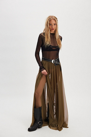 Norma Kamali Flared Sheer Maxi Skirt