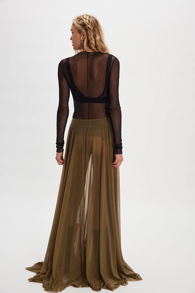 Norma Kamali Flared Sheer Maxi Skirt #1