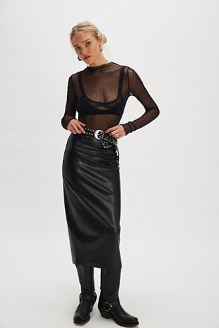 Norma Kamali Straight Vegan Midi Skirt