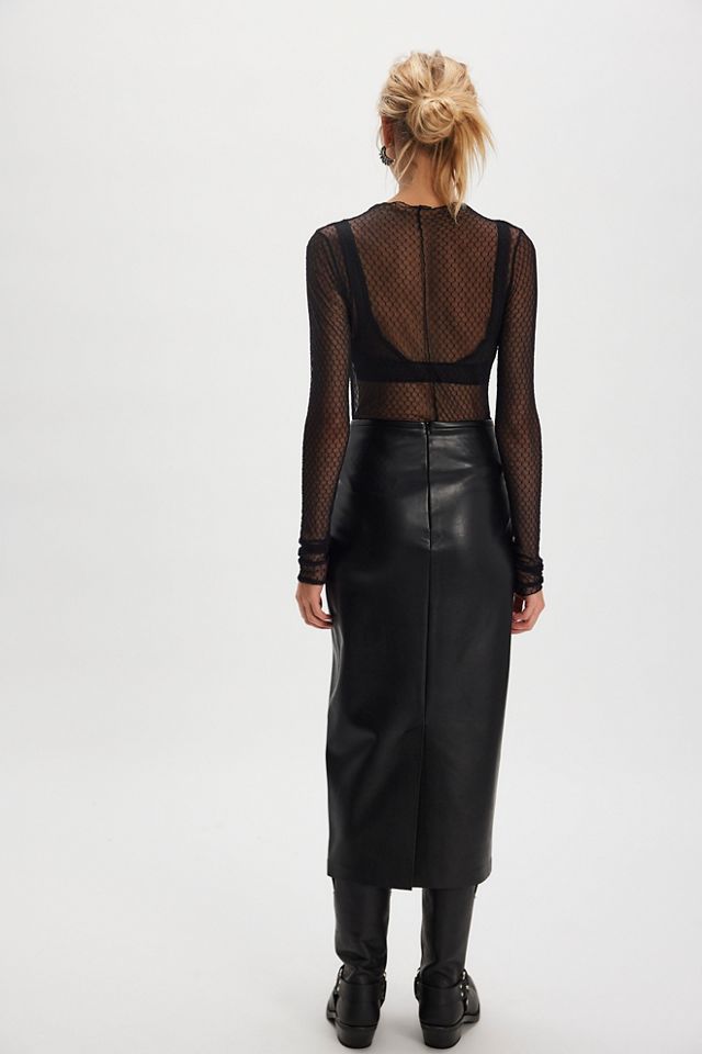 Norma Kamali Straight Vegan Midi Skirt #1