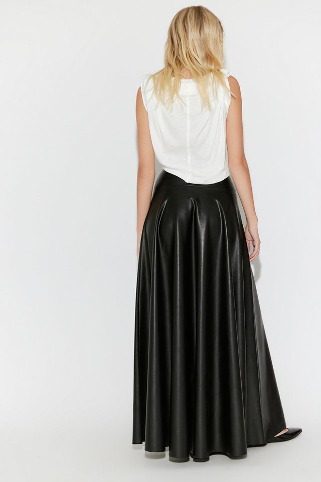 Norma Kamali Flared Vegan Leather Maxi Skirt #1