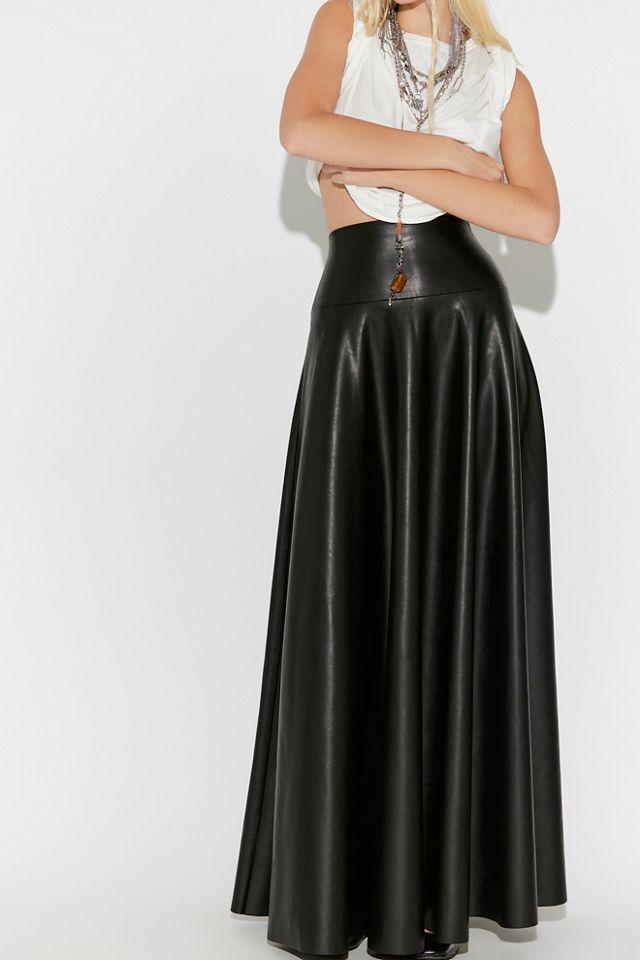 Norma Kamali Flared Vegan Leather Maxi Skirt #2