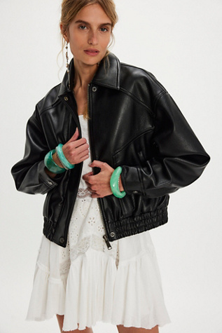 We The Free Farley Vegan Bomber Jacket at Free People in Black, Size: XS