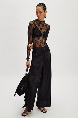 Nigel Preston Satin Lace Side-Tie Pants